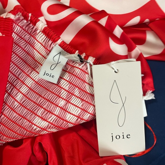 Joie Red & White Pattern Halter Midi Dress Women’s Size XL Tropical Resort NWT - Picture 3 of 10